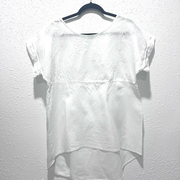 Terzo Millenio linen lagenlook White Women's Top - Picture 3 of 8